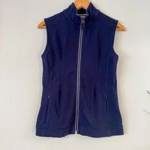 T by Talbots Cotton Full Zip Navy Blue Vest - Size small. Great layering piece!
